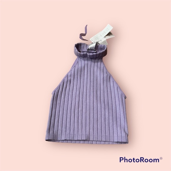 ZARA Ribbed Mock Neck Crop Top Size XS-S - Picture 2 of 7